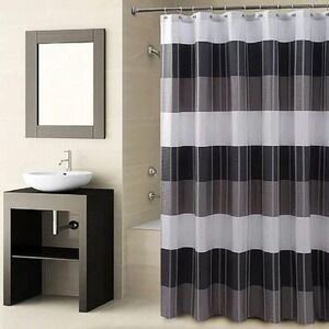 Croscill Fairfax Fabric Shower‎ Curtain Black/Gray 72" X & 72" NEW!